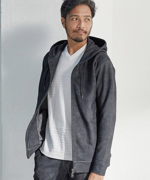 プリント裏起毛ZIPアップパーカ<セットアップ対応>