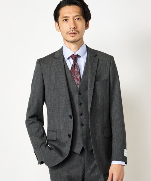 NARROW TW ヘリンボーンスーツ/別売りベストあり/2ピースビジネスセットアップスーツ