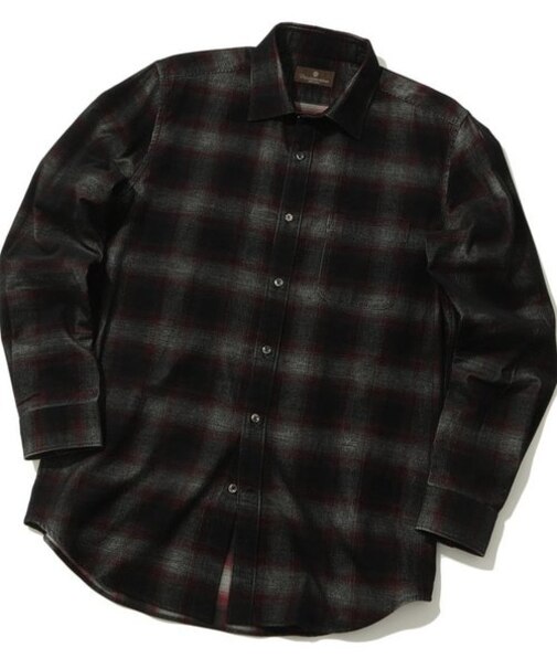 コーデュロイ透かしオンブレーシャツ