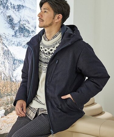 【Thinsulate/シンサレート】ウールテックカルゼ機能中綿フーデッドブルゾン