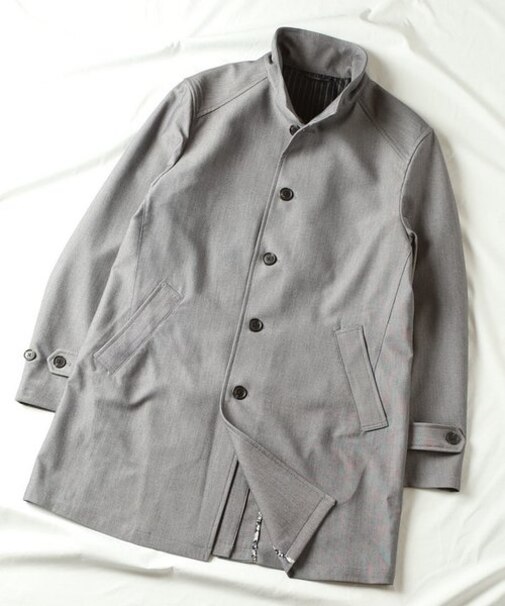 T/Rバーズアイスタンドカラーコート