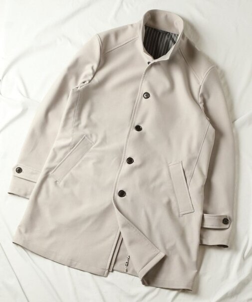 T/Rバーズアイスタンドカラーコート