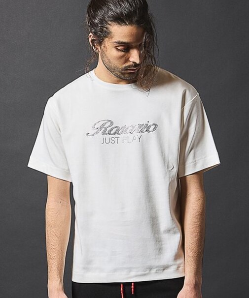 【JUST PLAY】ストレッチスムースラインストーンTシャツ