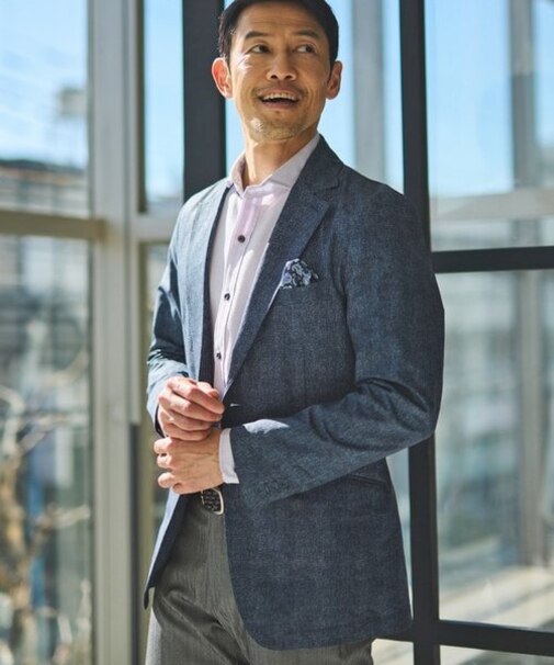 【Begin5月号掲載】メッシュメランジテーラードジャケット/マシンウォッシャブル