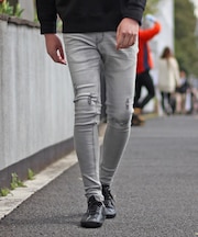 【ハイパーストレッチスキニー】リペアデニム ジェギンス