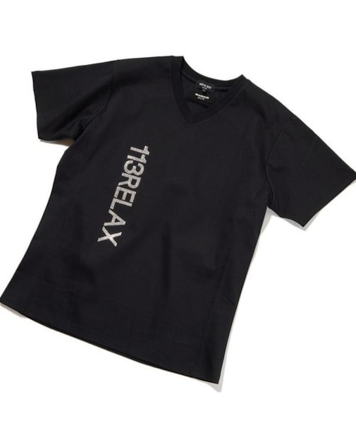 【1PIU1UGUALE3 RELAX】シルケットポンチラインストーンロゴTシャツ