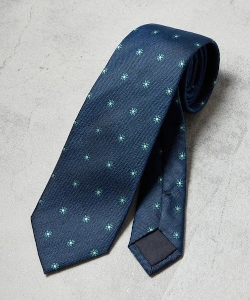 フラワードット柄シルクネクタイ