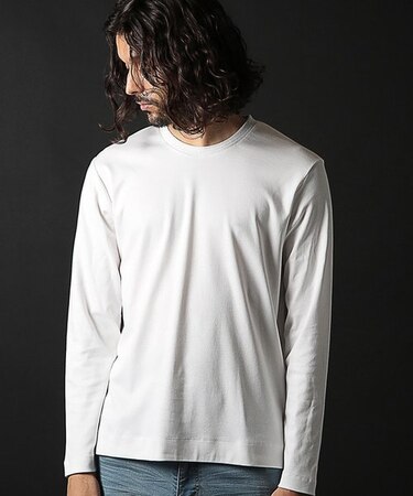 シルケットスムースクルーネックロンT