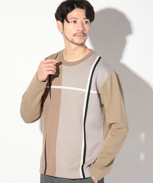 ニット×ダンボールクルネックーロンT