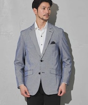 シルケットストライプジャガードテーラードジャケット