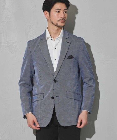 シルケットストライプジャガードテーラードジャケット