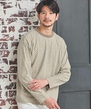 配色ジオメトリックリンクスジャガードロンT