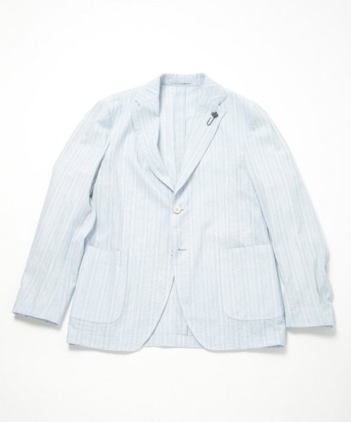 LARDINI(ラルディーニ)】コットンリネンドビーストライプジャケット