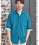 ナチュラルストレッチワッシャー七分袖ワイドカラーシャツ