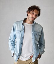 デニムスタンドカラーシャツ