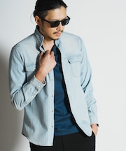 デニムスタンドカラーシャツ