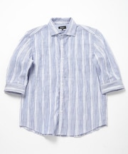 変形タックサッカーストライプ7分シャツ