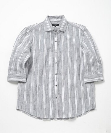 変形タックサッカーストライプ7分シャツ