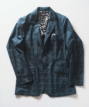 メランジプリントテーラードジャケット