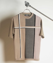 ニット×ポンチ切り替えTシャツ