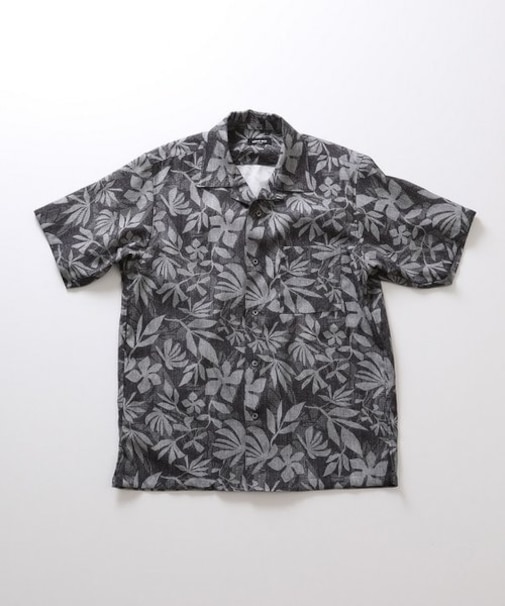 オリジナルボタニカルプリント開襟シャツ
