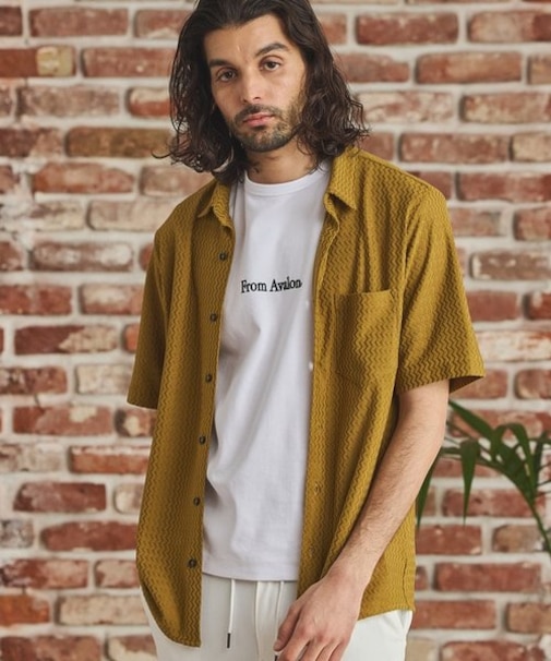 シアーカットジャガード半袖シャツ