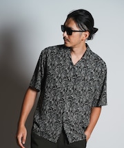 ペイズリープリントオープンカラーシャツ