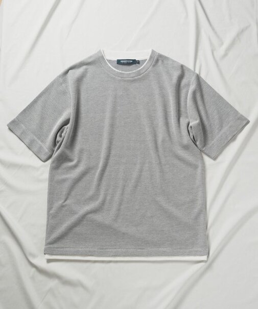 ハニカムボーダーフェイクレイヤードTシャツ