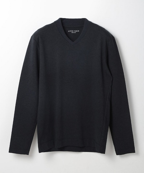 【ACTIVE TAILOR】シルケットスムースVネックロングカットソー
