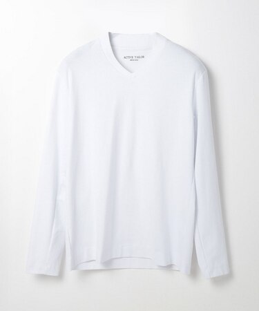 【ACTIVE TAILOR】シルケットスムースVネックロングカットソー
