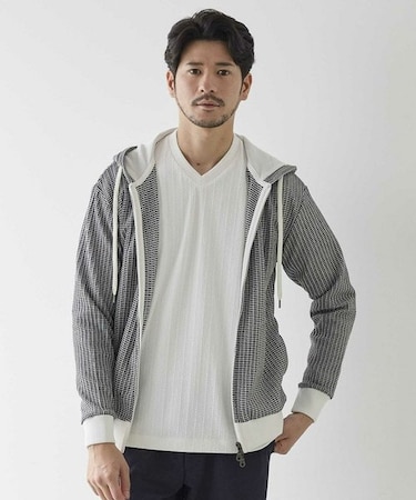 ニットジャガードZIPパーカ