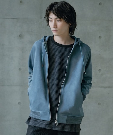 フェイクスエードZIPUPパーカー