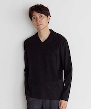 クールビズ ジャケットの衿を汚さない シルケットポンチ Vネック テーラーT　ジャケットインナー専用Tシャツ