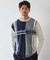 ニット×ポンチ パネル切り替え クルーネックロンT