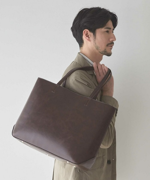 ムラ加工フェイクレザートートバッグ｜メンズビギの通販｜&mall