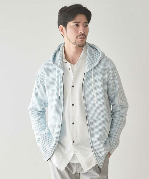 WAFFLE HOODIE / ワッフルジップアップパーカー｜メンズビギの通販