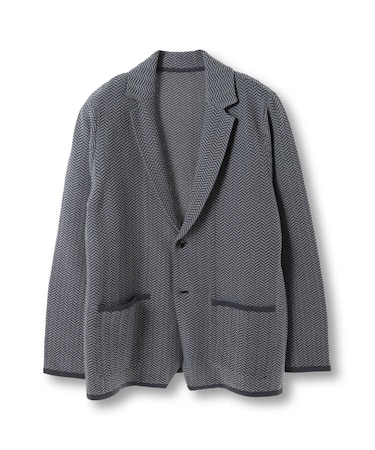 【ACTIVE TAILOR】ヘリンボーンニットジャケット