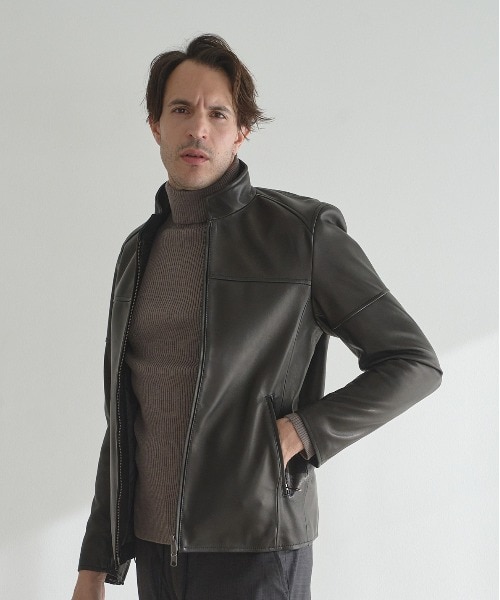 WEB限定 WARDROBE SMART】ブラックメルトン レザーライク スタジャン