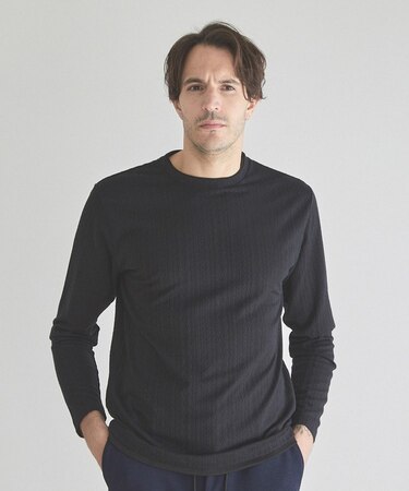 ストライプウェーブジャガードロングスリーブTシャツ