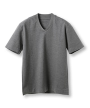 【ACTIVE TAILOR/アクティブテイラー】シルケットスムースVネックTシャツ＜接触冷感 / UVカット＞