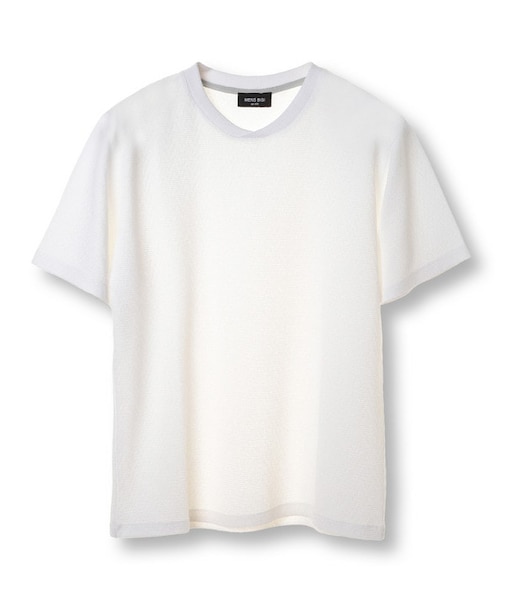 シェブロン柄リンクスジャカードTシャツ<接触冷感><抗菌防臭>