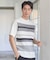 ニット切り替え ボーダー ポンチTシャツ