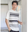 ニット切り替え ボーダー ポンチTシャツ