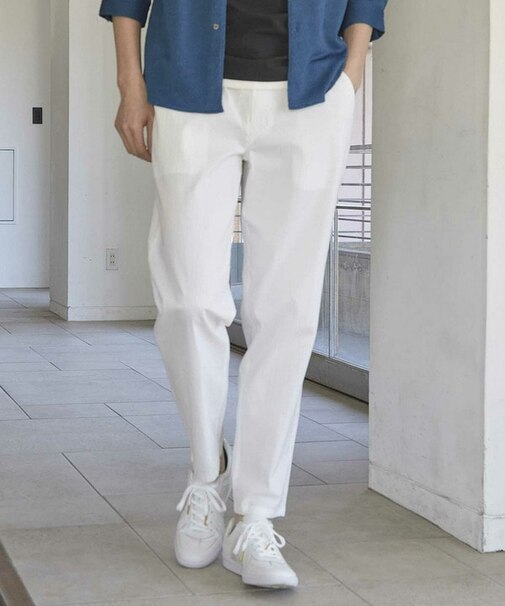 高密度サッカーワンタックテーパードパンツ