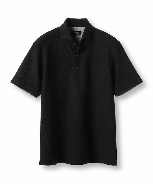 シャーリングジャカードポロシャツ
