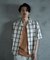オープンカラーオンブレーチェックシャツ