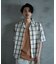 オープンカラーオンブレーチェックシャツ