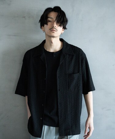 エンブロイダリーシレーオープンカラーシャツ