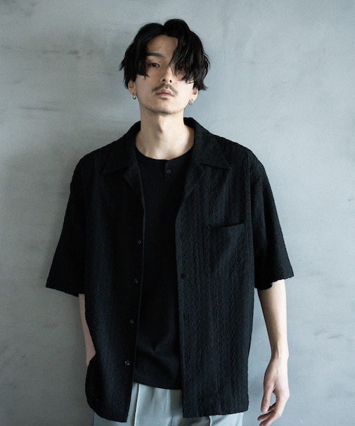 エンブロイダリーシレーオープンカラーシャツ