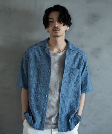 エンブロイダリーシレーオープンカラーシャツ